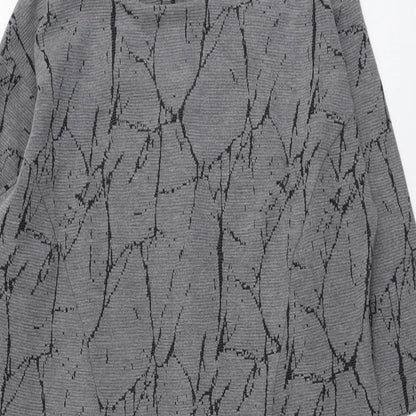 Roman Womens Grey Geometric Polyester A-Line Size 12 Round Neck Zip