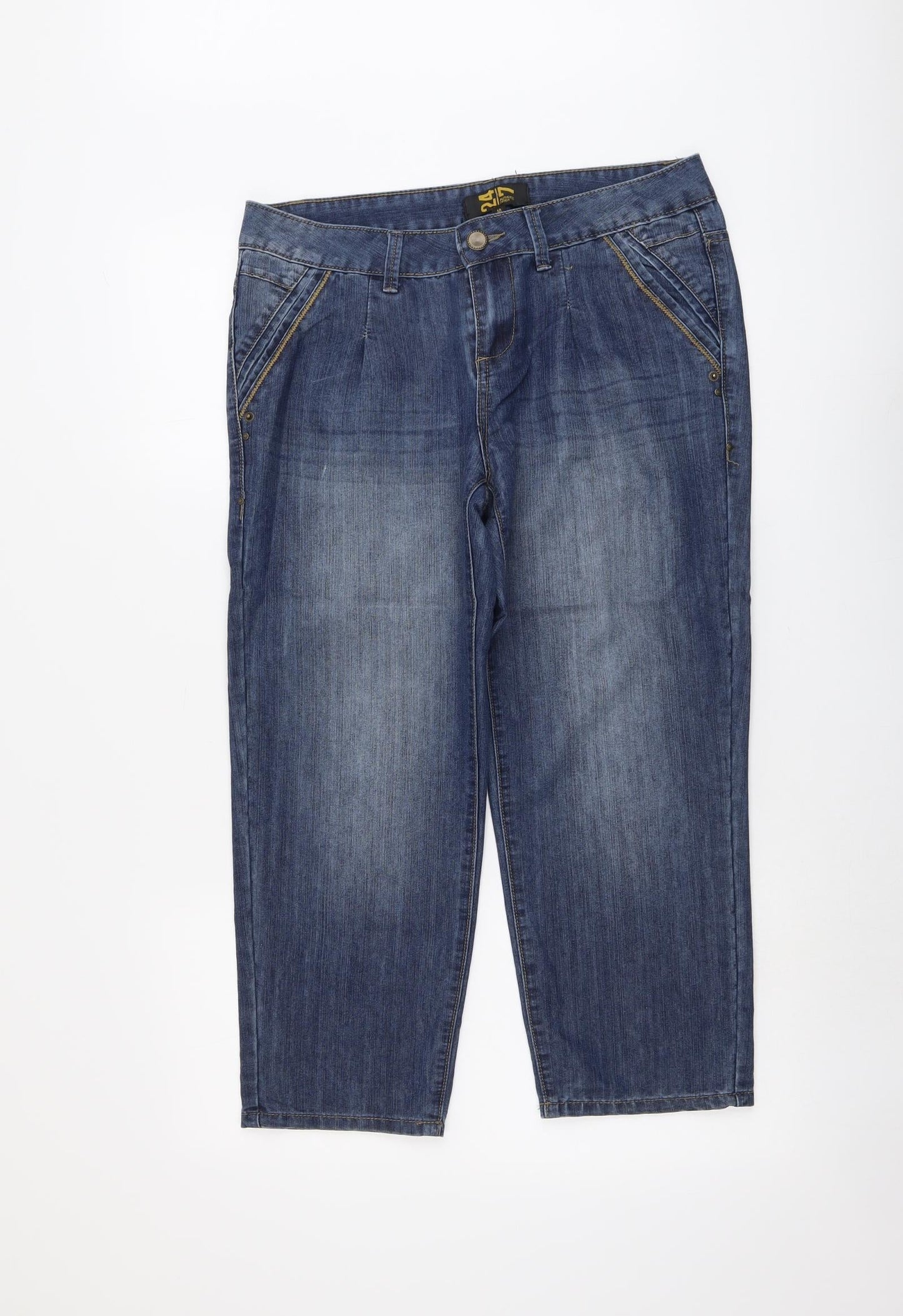 Authentic Denim Womens Blue Cotton Straight Jeans Size 10 L23 in Regular Button