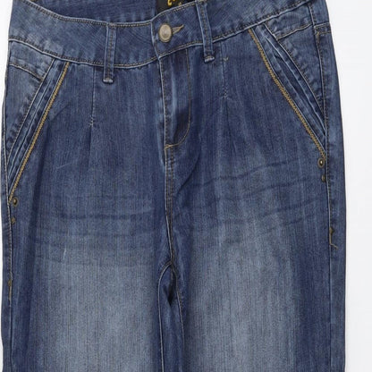 Authentic Denim Womens Blue Cotton Straight Jeans Size 10 L23 in Regular Button