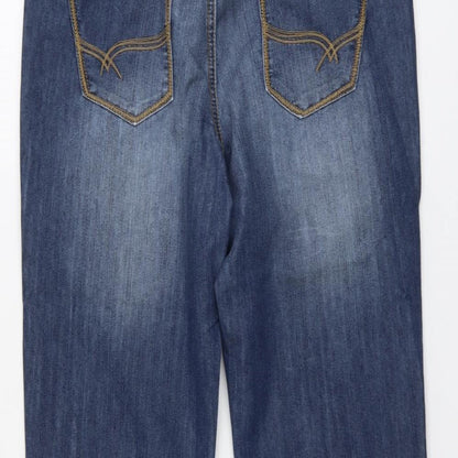 Authentic Denim Womens Blue Cotton Straight Jeans Size 10 L23 in Regular Button