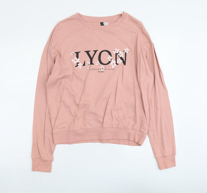 H&M Womens Pink Cotton Pullover Sweatshirt Size M Pullover - Lyon