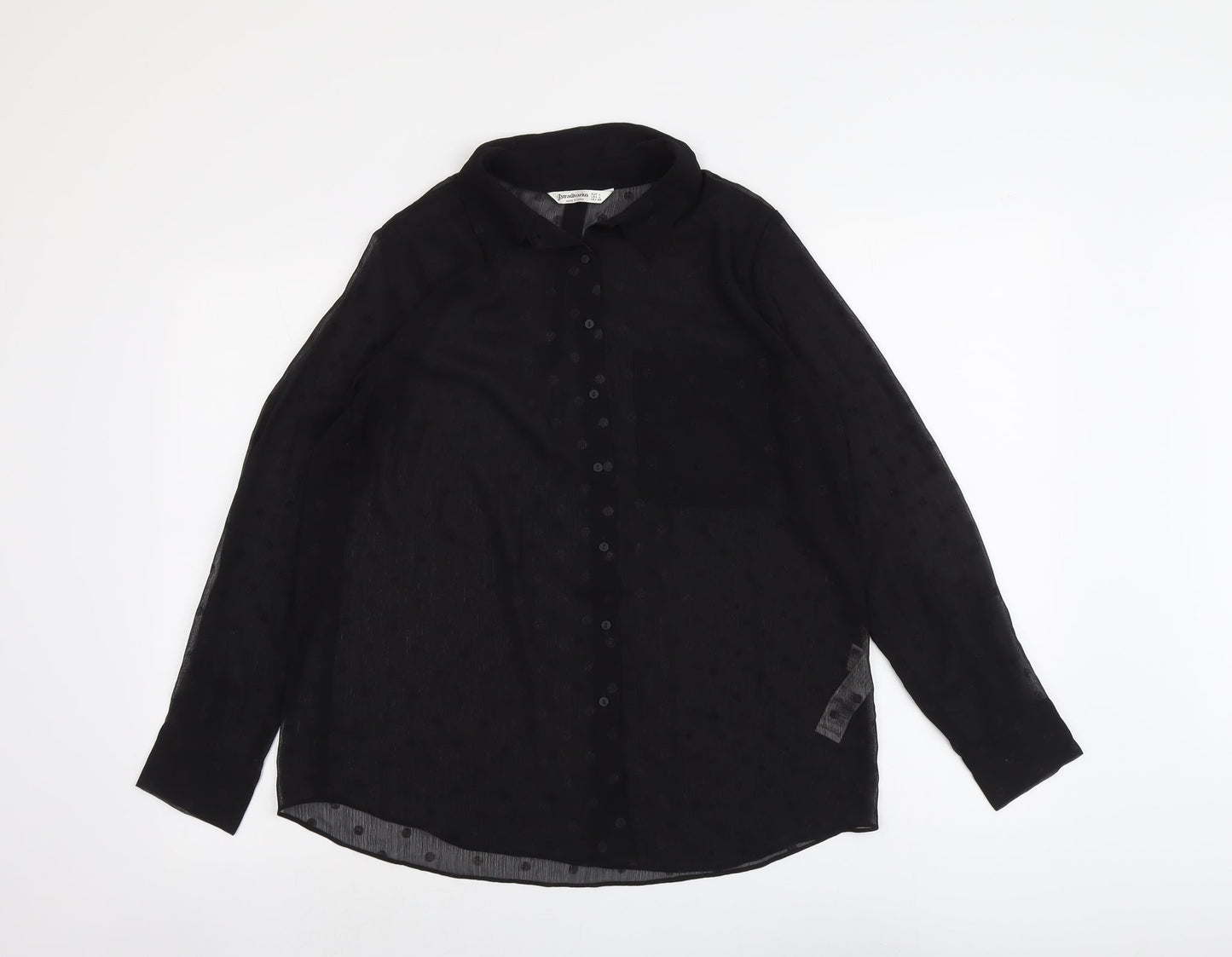 Womens UK Size L Stradivarius Black Basic Button-Up