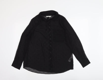 Womens UK Size L Stradivarius Black Basic Button-Up