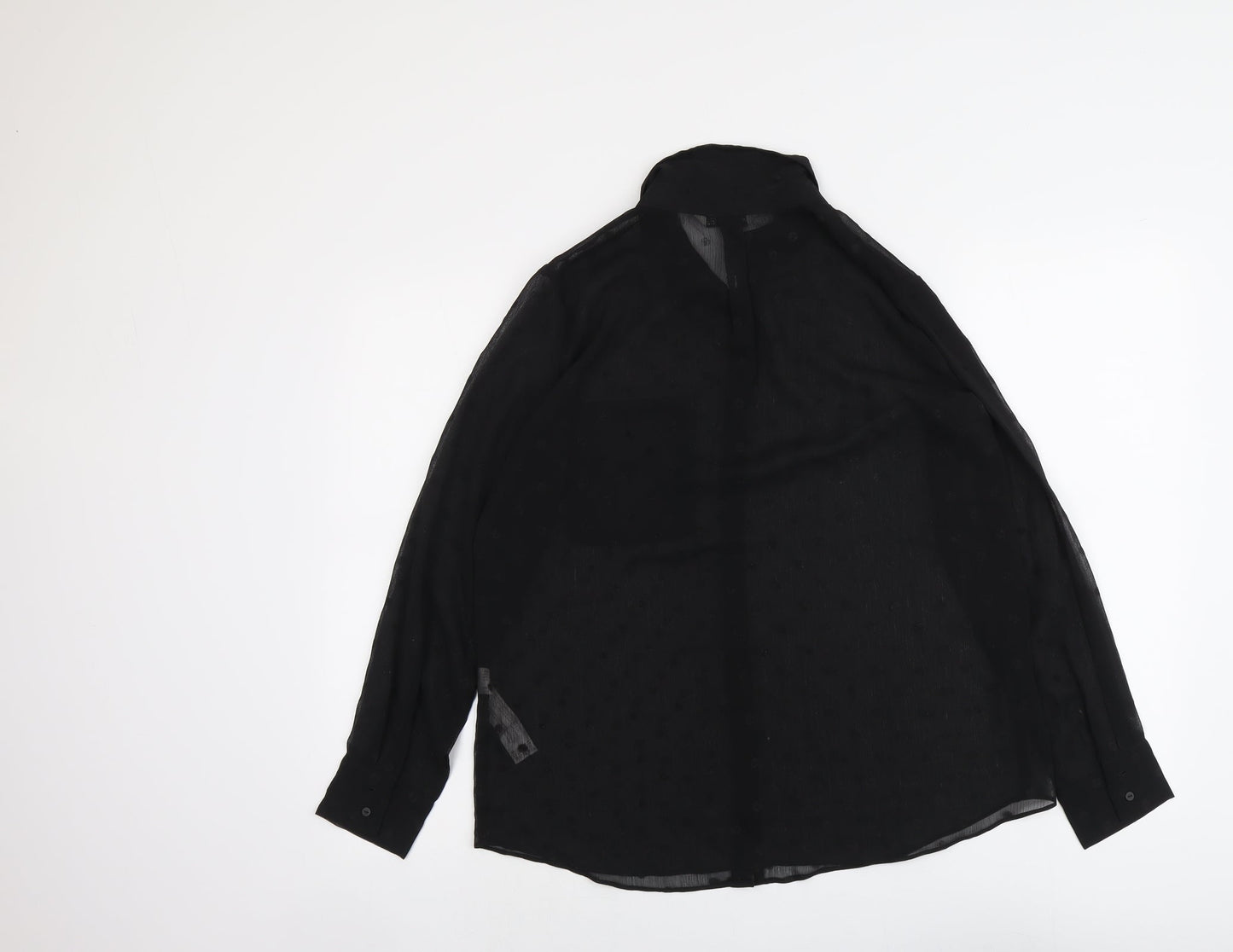 Womens UK Size L Stradivarius Black Basic Button-Up