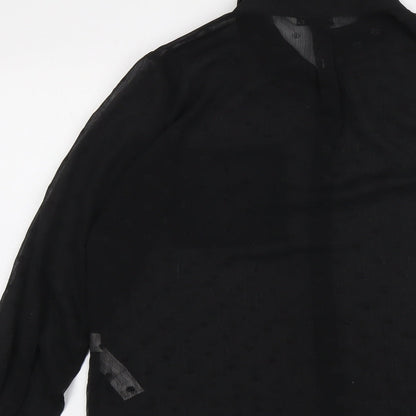 Womens UK Size L Stradivarius Black Basic Button-Up