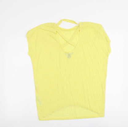 Womens UK Size M New Look Yellow Basic T-Shirt