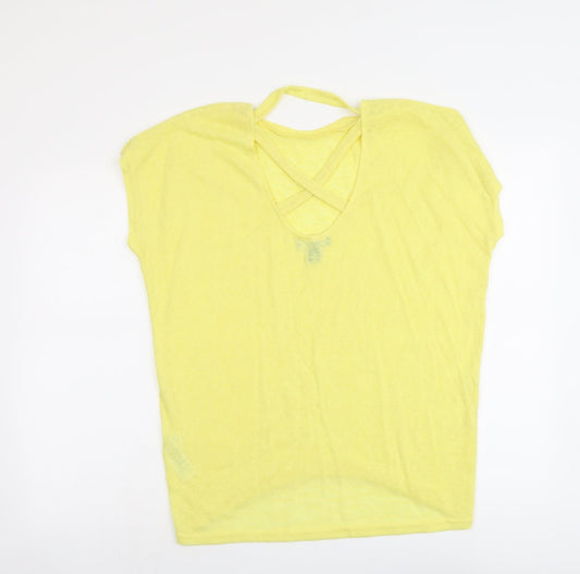 Womens UK Size M New Look Yellow Basic T-Shirt