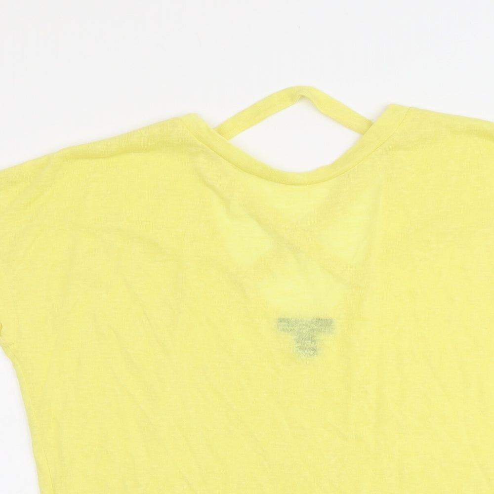 Womens UK Size M New Look Yellow Basic T-Shirt