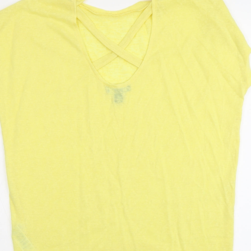 Womens UK Size M New Look Yellow Basic T-Shirt