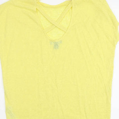 Womens UK Size M New Look Yellow Basic T-Shirt