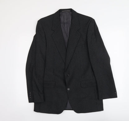 Gent Mens Grey Striped Polyester Jacket Suit Jacket Size M Regular