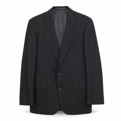 Gent Mens Grey Striped Polyester Jacket Suit Jacket Size M Regular