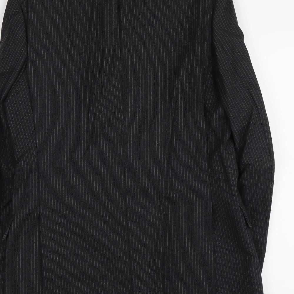 Gent Mens Grey Striped Polyester Jacket Suit Jacket Size M Regular