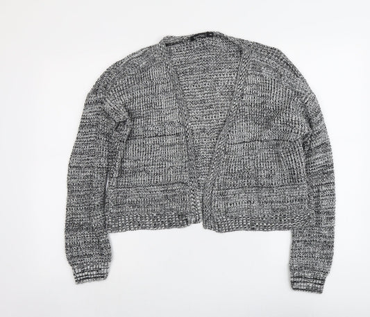 Boohoo Womens Grey V-Neck Acrylic Cardigan Jumper Size M