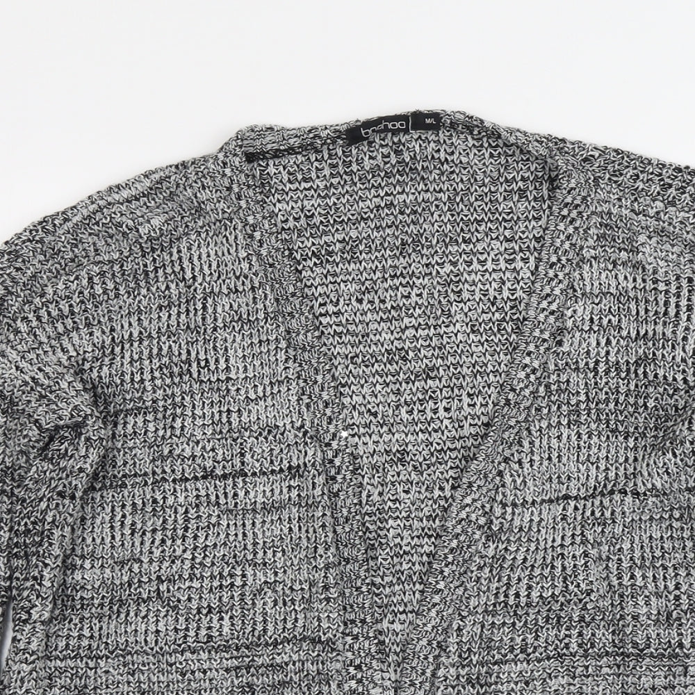 Boohoo Womens Grey V-Neck Acrylic Cardigan Jumper Size M