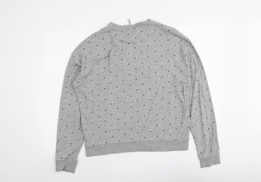 H&M Womens Grey Polka Dot Cotton Pullover Sweatshirt Size M Pullover