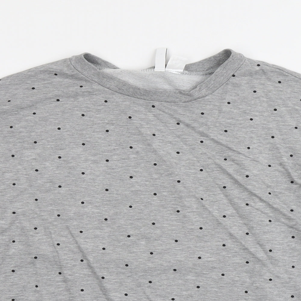 H&M Womens Grey Polka Dot Cotton Pullover Sweatshirt Size M Pullover