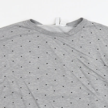 H&M Womens Grey Polka Dot Cotton Pullover Sweatshirt Size M Pullover