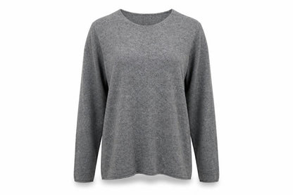 Nowadays Womens Grey Round Neck Cotton Pullover Jumper Size S