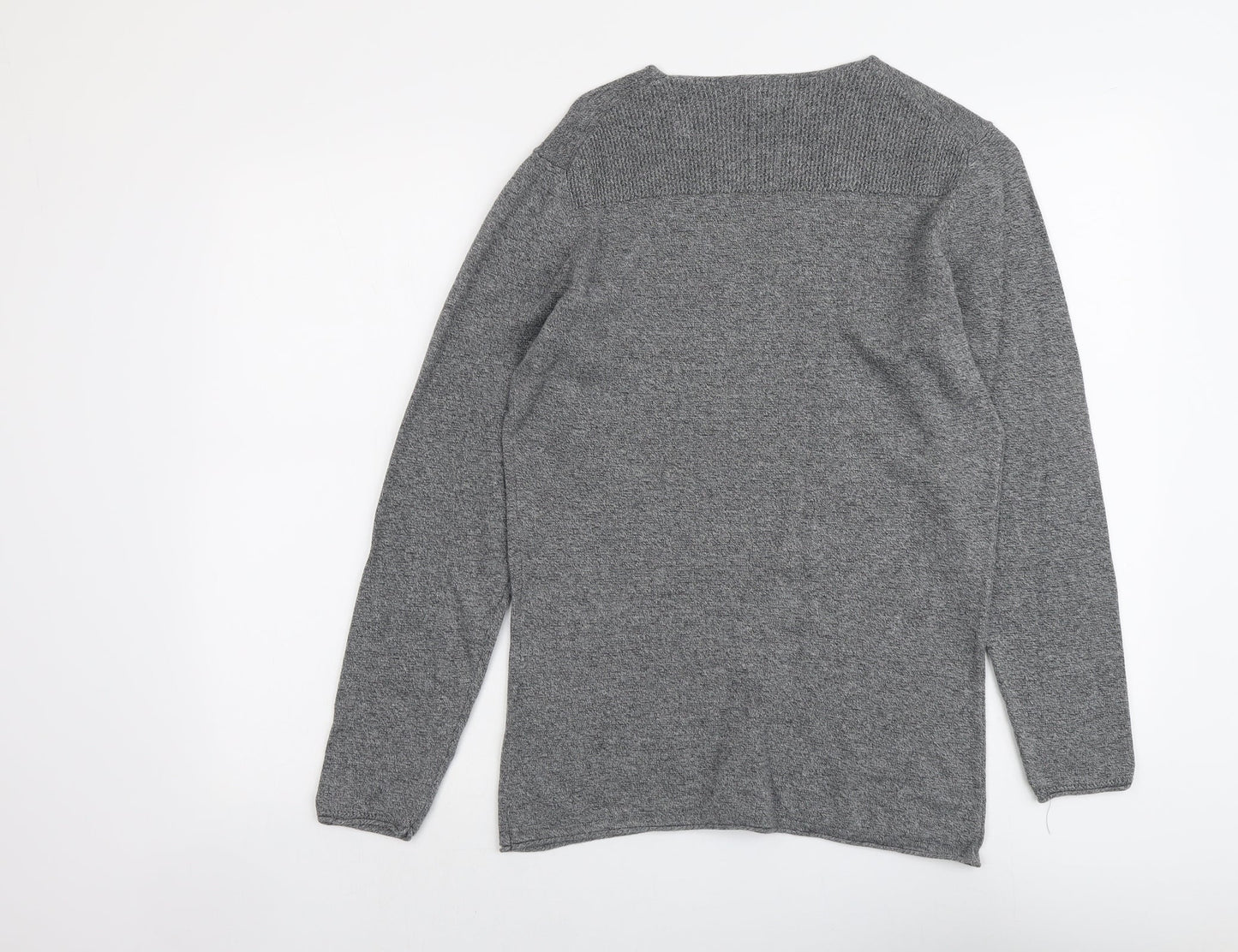 Nowadays Womens Grey Round Neck Cotton Pullover Jumper Size S