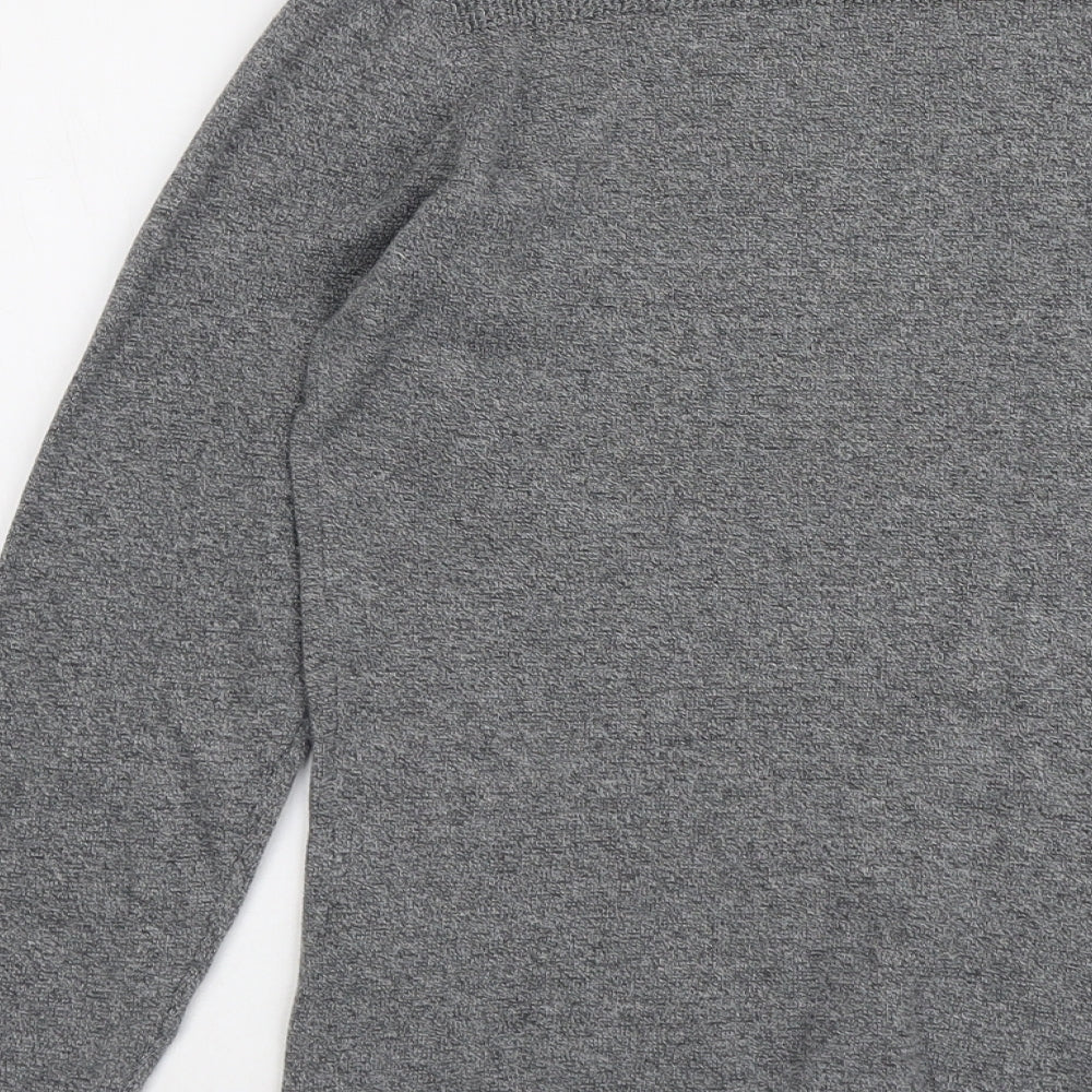 Nowadays Womens Grey Round Neck Cotton Pullover Jumper Size S