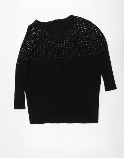 Womens UK Size S Quiz Black Pullover Jumper