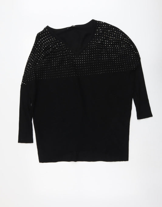 Womens UK Size S Quiz Black Pullover Jumper