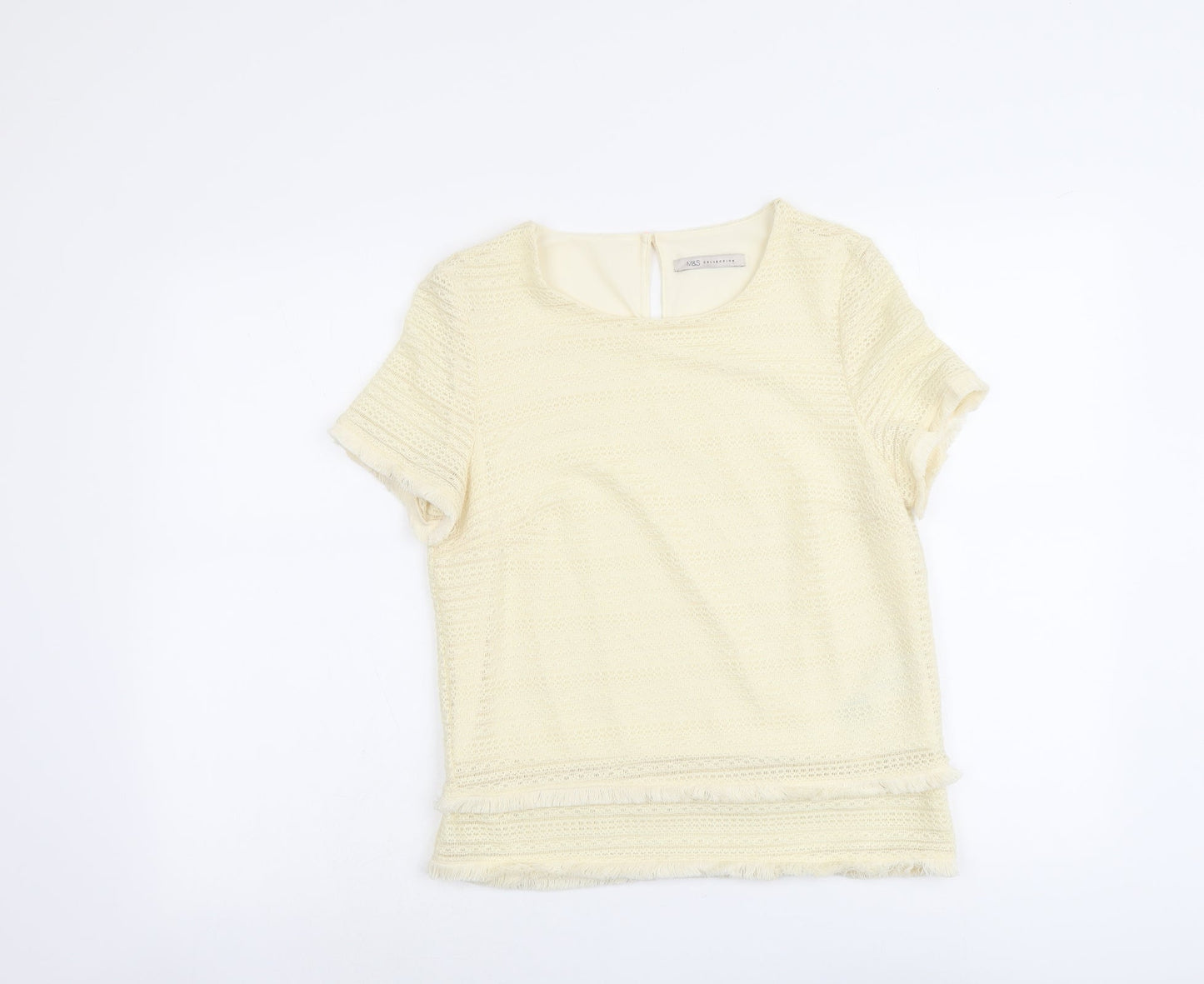 Womens UK Size 10 Marks and Spencer Ivory Basic T-Shirt
