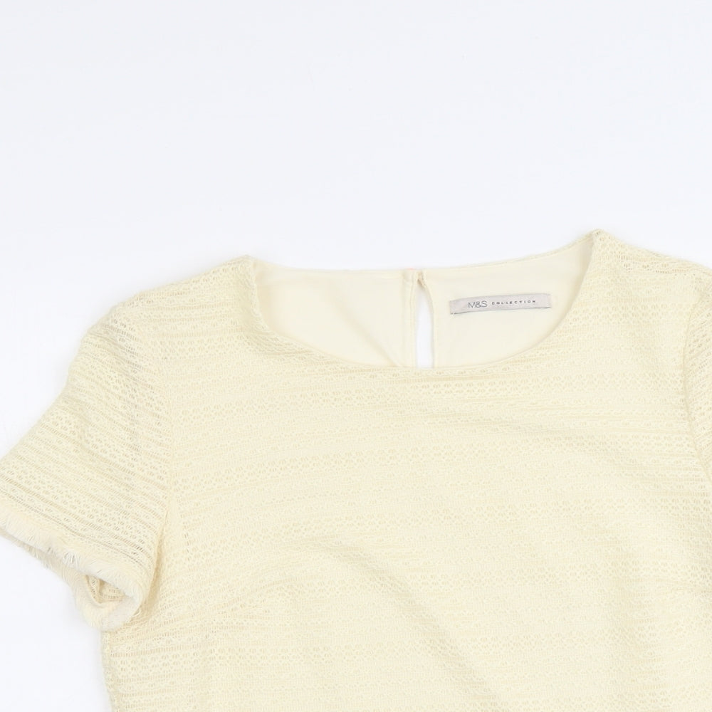 Womens UK Size 10 Marks and Spencer Ivory Basic T-Shirt