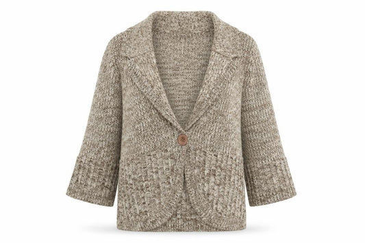 Womens UK Size 14 Casual Club Beige Cardigan Jumper