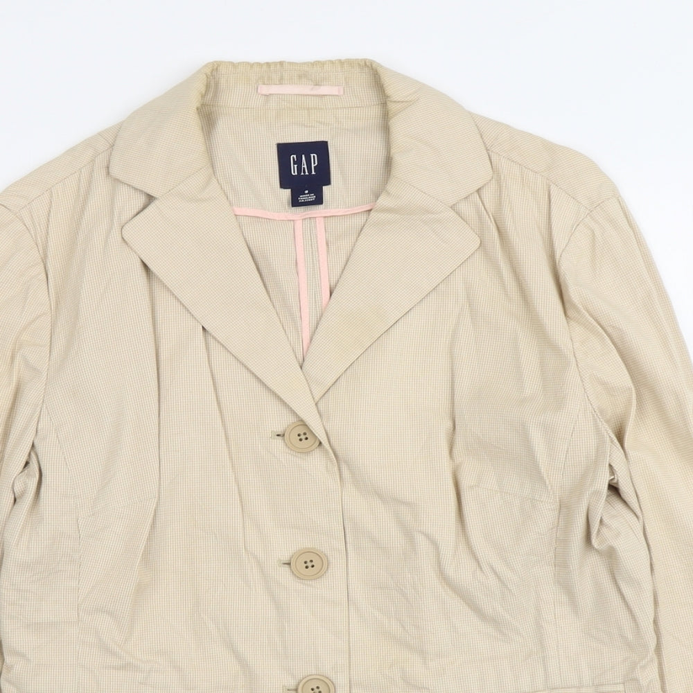 Gap Womens Beige Striped Cotton Jacket Blazer Size S
