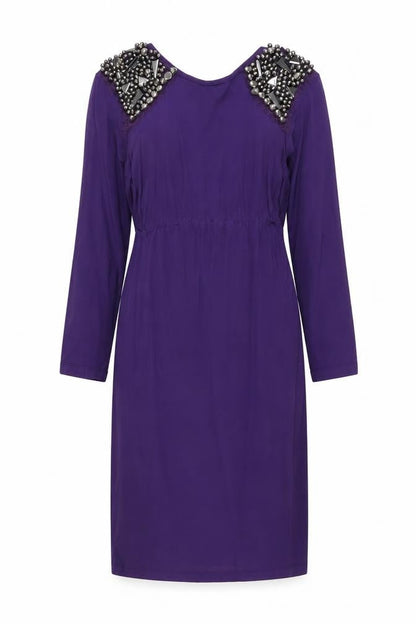 ASOS Womens Purple Viscose Pencil Dress Size 10 Round Neck Pullover