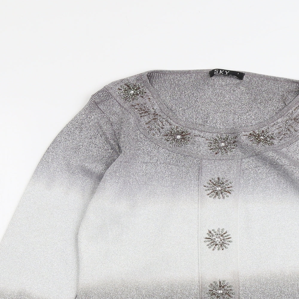 Womens UK Size 8 Sky Designs Silver Pullover Jumper