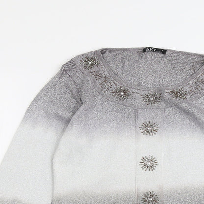 Womens UK Size 8 Sky Designs Silver Pullover Jumper