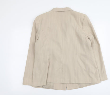 Bonmarché Womens Beige Striped Polyester Jacket Blazer Size 20