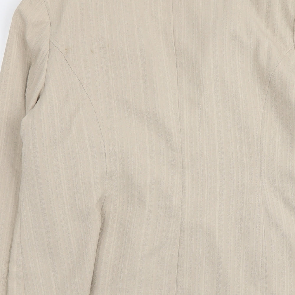 Bonmarché Womens Beige Striped Polyester Jacket Blazer Size 20