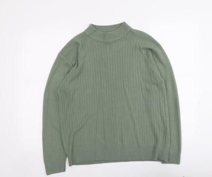 Bonmarché Womens Green Round Neck Acrylic Pullover Jumper Size L