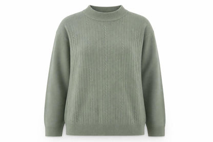 Bonmarché Womens Green Round Neck Acrylic Pullover Jumper Size L