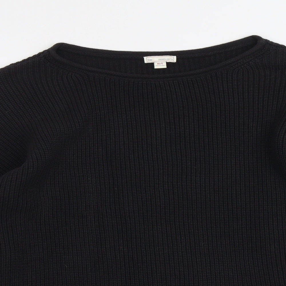 Gap Womens Black Round Neck Cotton Pullover Jumper Size XS