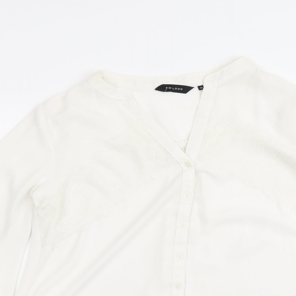 Womens UK Size 14 New Look White Basic Button-Up