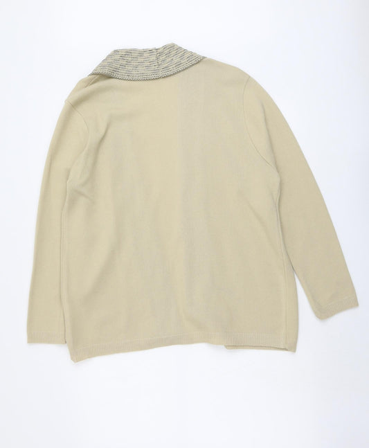 Lizzi Clarke Womens Beige V-Neck Acrylic Cardigan Jumper Size L