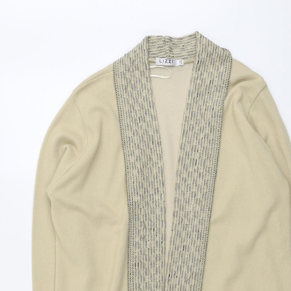 Lizzi Clarke Womens Beige V-Neck Acrylic Cardigan Jumper Size L