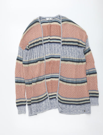 AJC Fashion Womens Multicoloured V-Neck Striped Cotton Cardigan Jumper Size 10