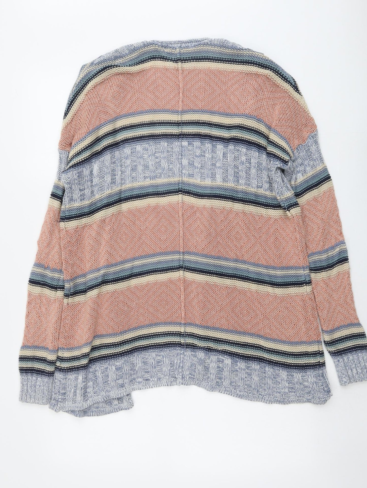 AJC Fashion Womens Multicoloured V-Neck Striped Cotton Cardigan Jumper Size 10