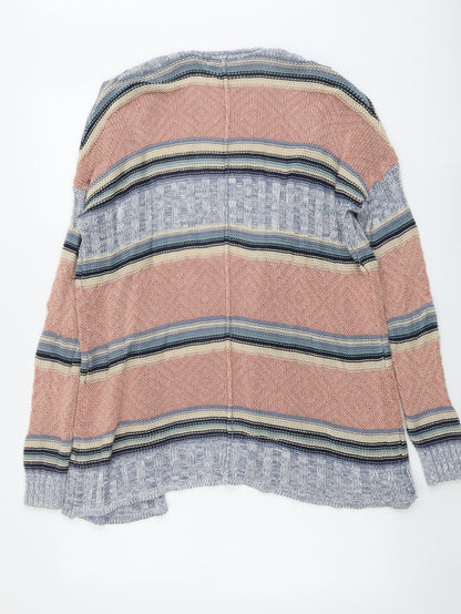 AJC Fashion Womens Multicoloured V-Neck Striped Cotton Cardigan Jumper Size 10