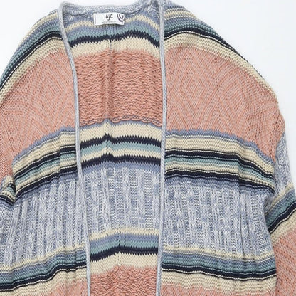AJC Fashion Womens Multicoloured V-Neck Striped Cotton Cardigan Jumper Size 10