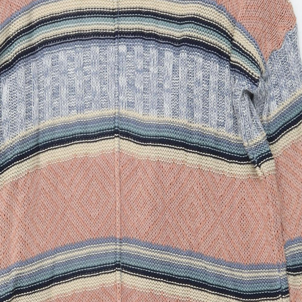 AJC Fashion Womens Multicoloured V-Neck Striped Cotton Cardigan Jumper Size 10