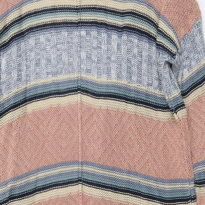 AJC Fashion Womens Multicoloured V-Neck Striped Cotton Cardigan Jumper Size 10