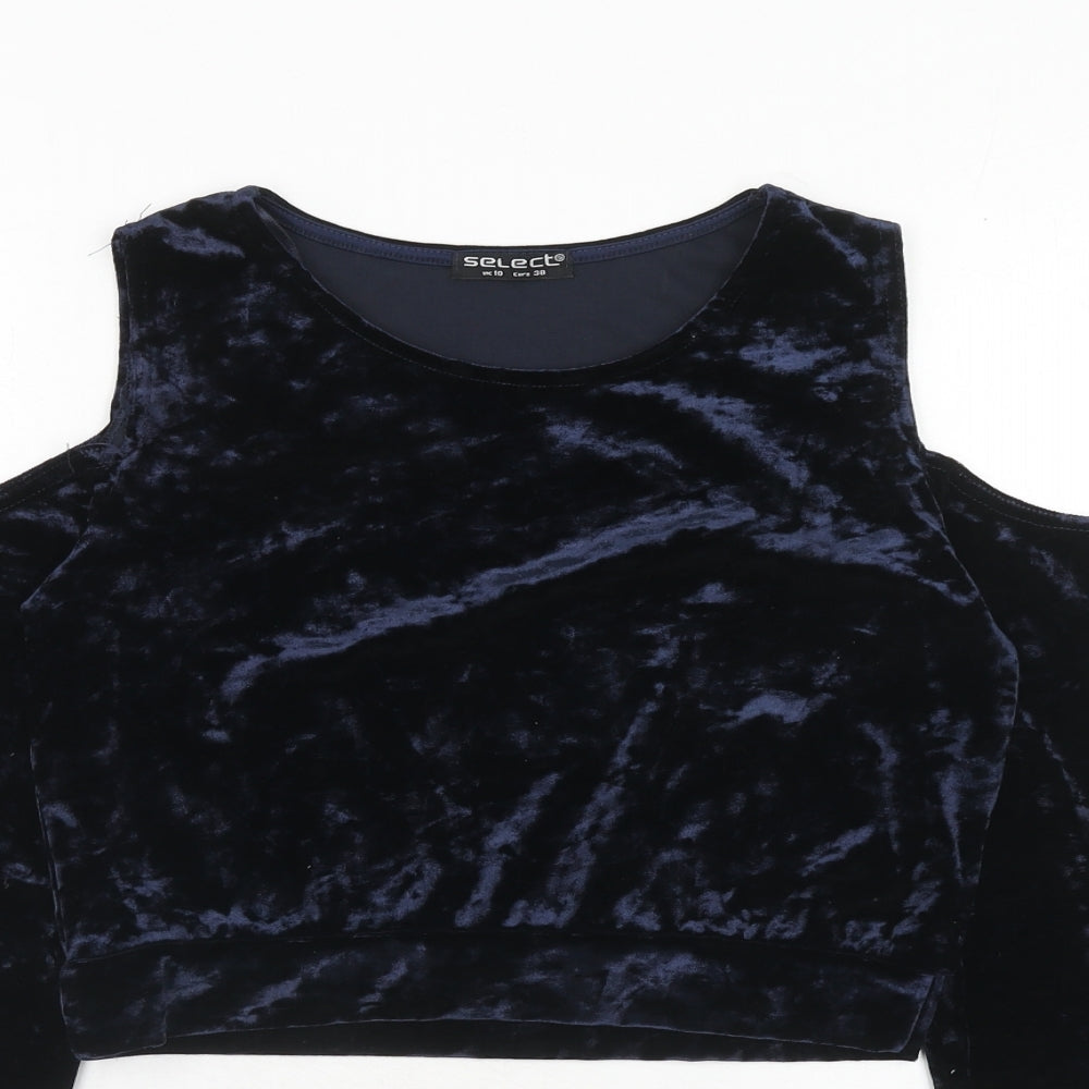 Womens UK Size 10 Select Blue Cropped Blouse
