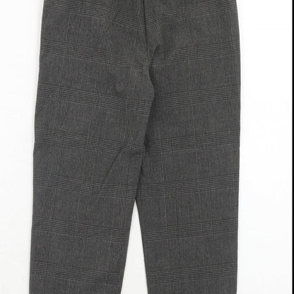 Vertbaudet Girls Grey Plaid Polyester Carrot Trousers Size 9 Years Regular Hook & Eye